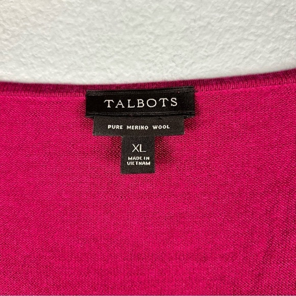 NWOT Talbots Women's Size XL Marino Wool Maroon Pearl Button Sweater - Picture 4 of 8